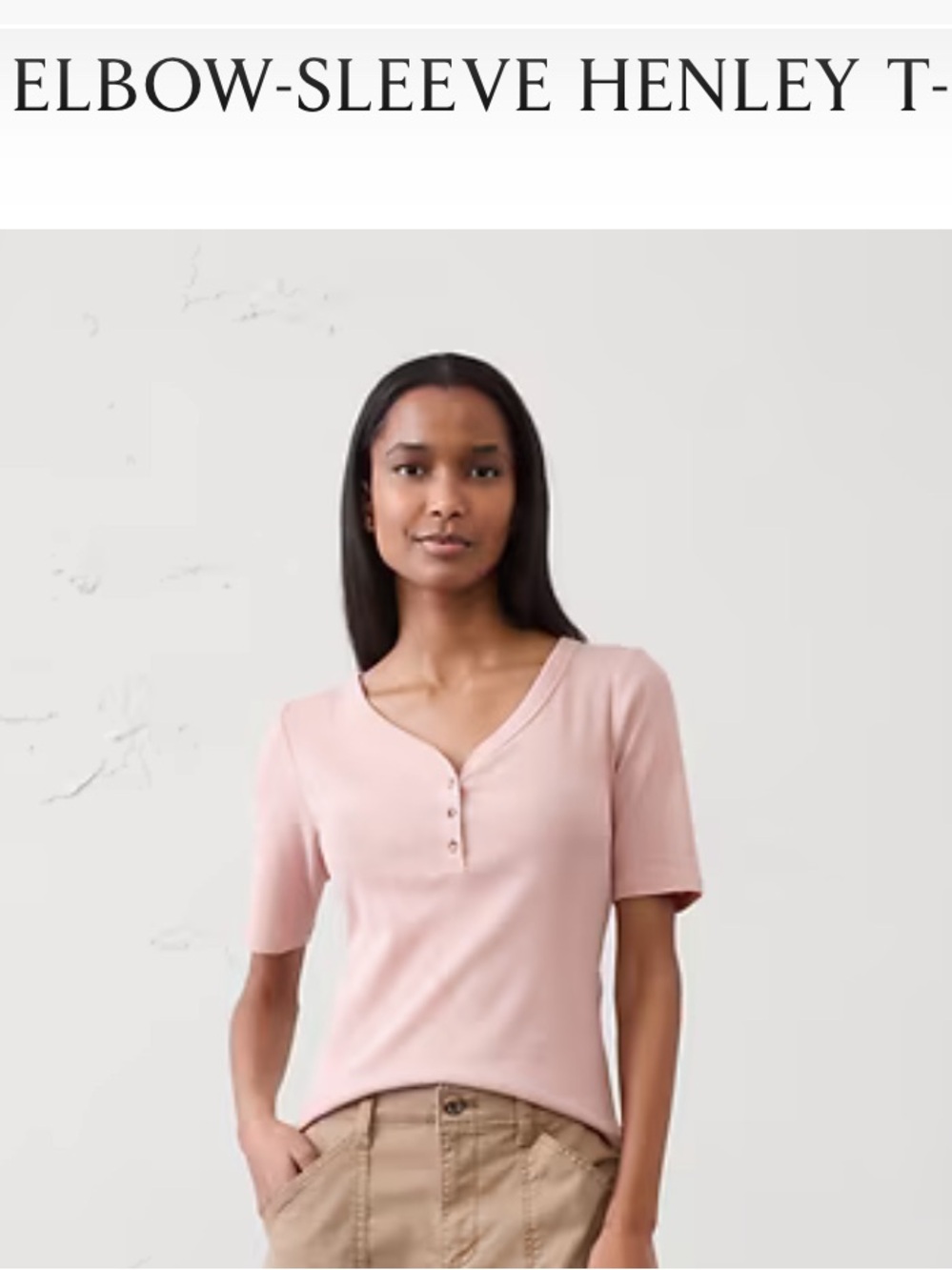 Banana Republic Factory Pink Short-Sleeve Henley Top